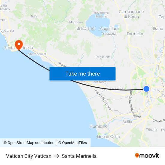 Vatican City Vatican to Santa Marinella map