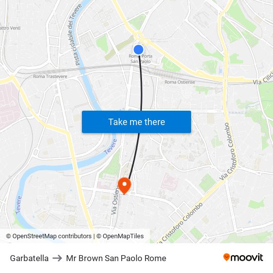 Garbatella to Mr Brown San Paolo Rome map