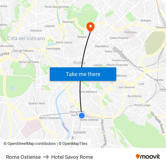 Roma Ostiense to Hotel Savoy Rome map