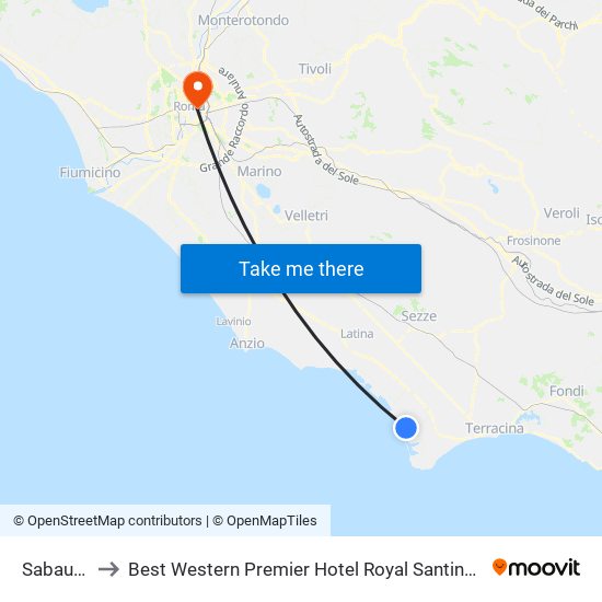 Sabaudia to Best Western Premier Hotel Royal Santina Rome map