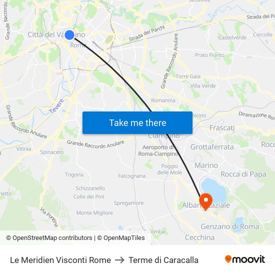 Le Meridien Visconti Rome to Terme di Caracalla map