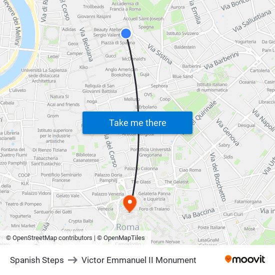 Spanish Steps to Victor Emmanuel II Monument map