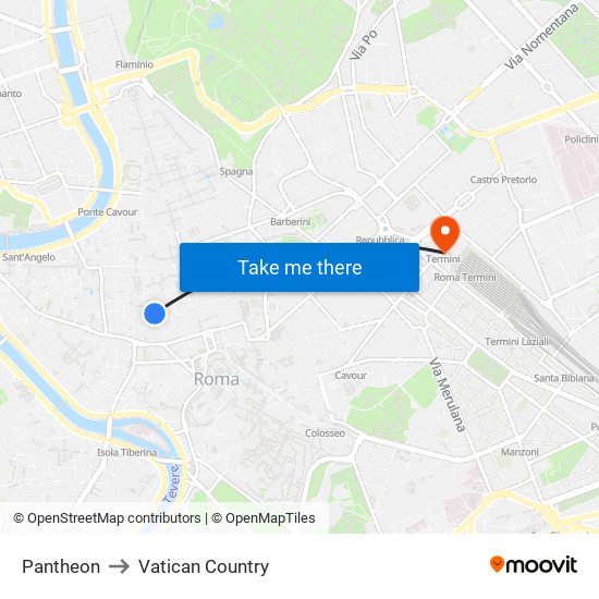 Pantheon to Vatican Country map