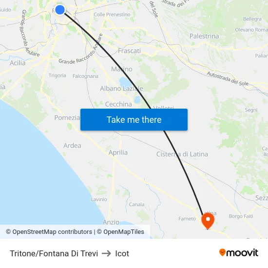 Tritone/Fontana Di Trevi to Icot map