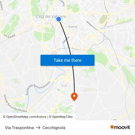 Via Traspontina to Cecchignola map