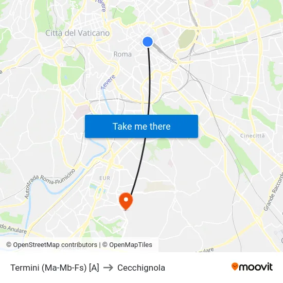 Termini (Ma-Mb-Fs) [A] to Cecchignola map