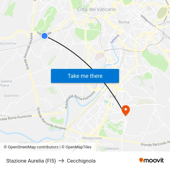 Stazione Aurelia (Fl5) to Cecchignola map