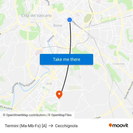 Termini (Ma-Mb-Fs) [A] to Cecchignola map