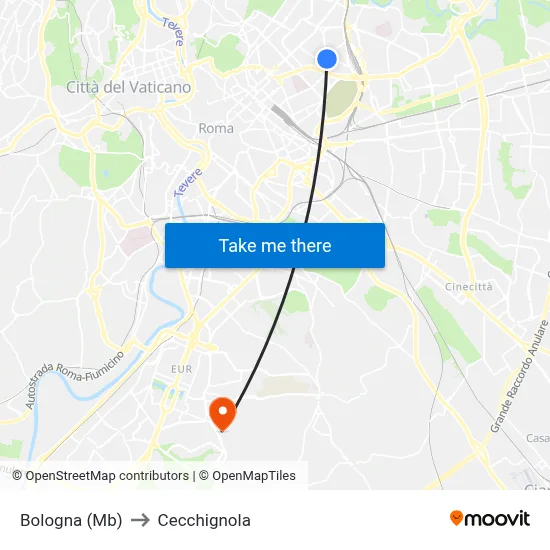 Bologna (Mb) to Cecchignola map