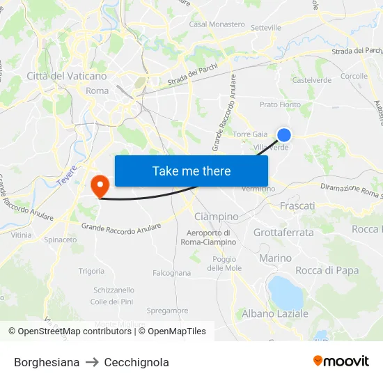 Borghesiana to Cecchignola map
