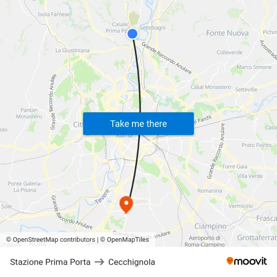 Stazione Prima Porta to Cecchignola map