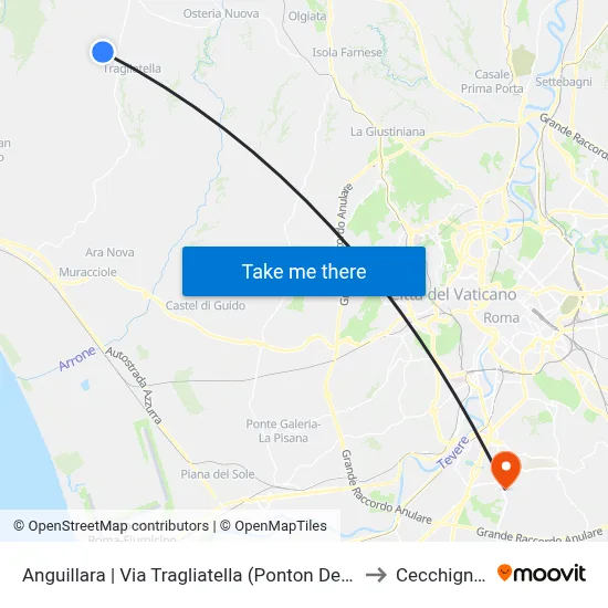 Anguillara | Via Tragliatella (Ponton Dell'Elce) to Cecchignola map
