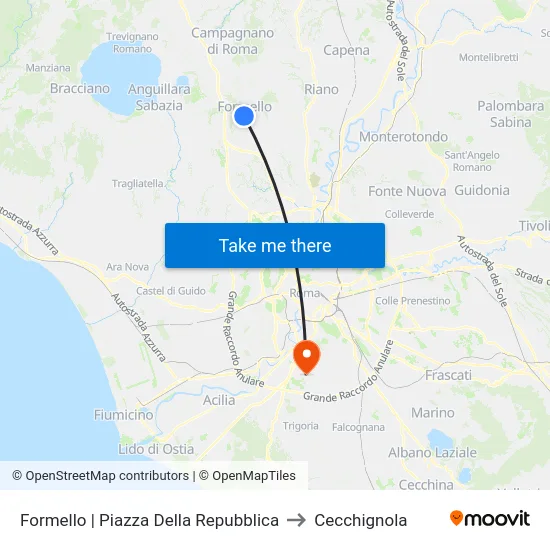Formello | Piazza Della Repubblica to Cecchignola map