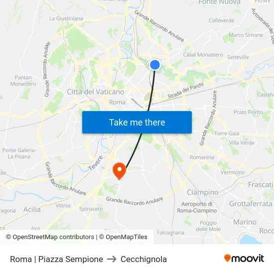 Roma | Piazza Sempione to Cecchignola map