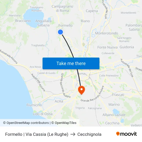 Formello | Via Cassia (Le Rughe) to Cecchignola map