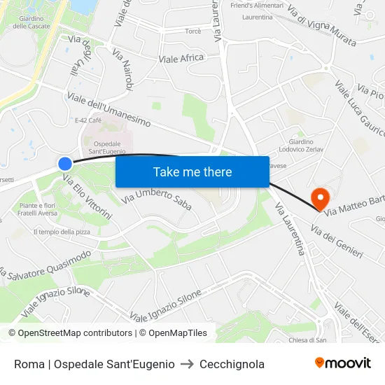 Roma | Ospedale Sant'Eugenio to Cecchignola map