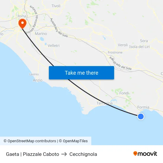 Gaeta | Piazzale Caboto to Cecchignola map