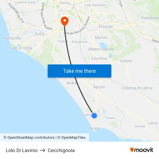 Lido Di Lavinio to Cecchignola map