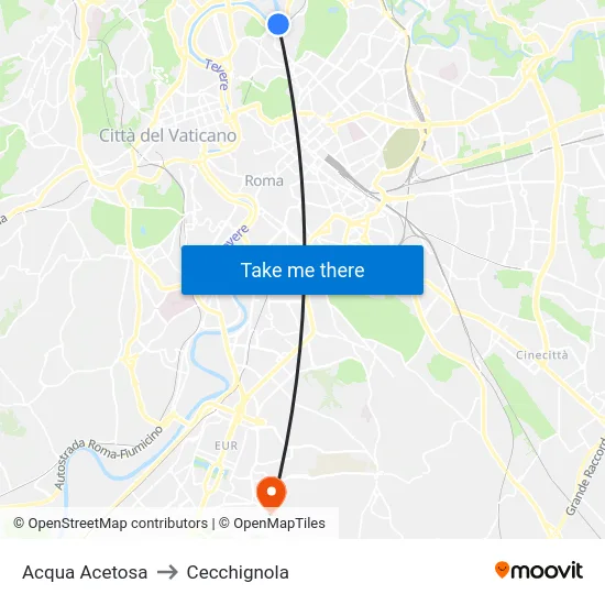 Acqua Acetosa to Cecchignola map