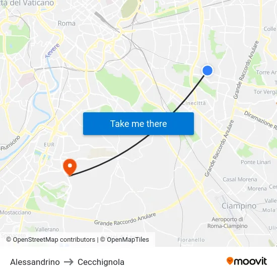 Alessandrino to Cecchignola map