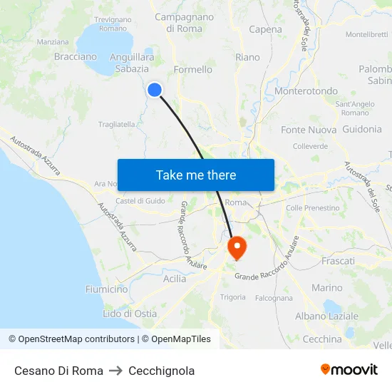 Cesano Di Roma to Cecchignola map