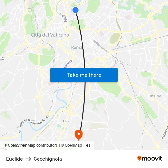 Euclide to Cecchignola map