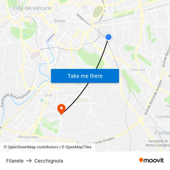 Filarete to Cecchignola map