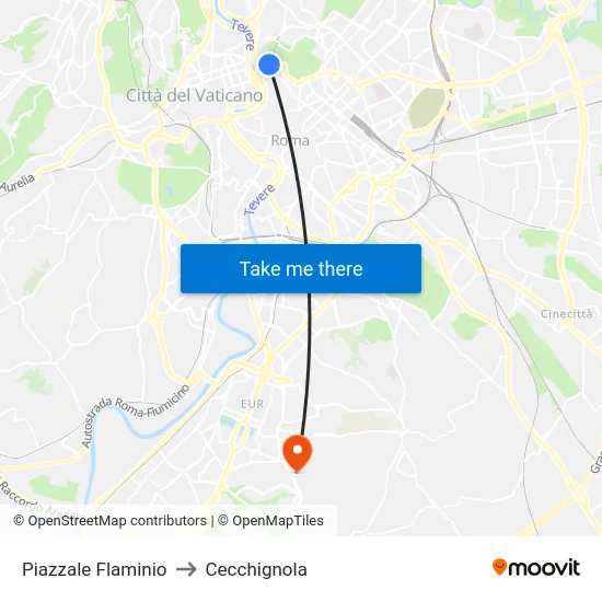 Piazzale Flaminio to Cecchignola map