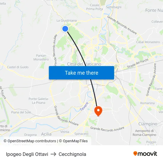 Ipogeo Degli Ottavi to Cecchignola map