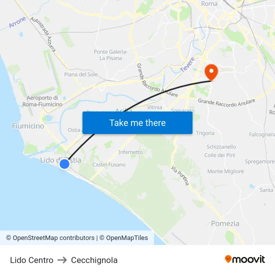 Lido Centro to Cecchignola map