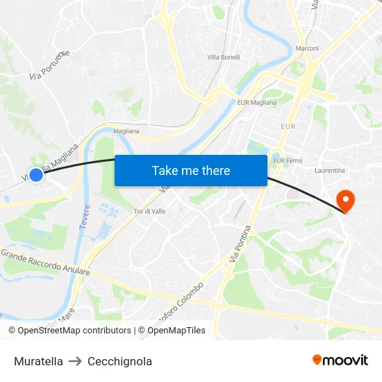 Muratella to Cecchignola map