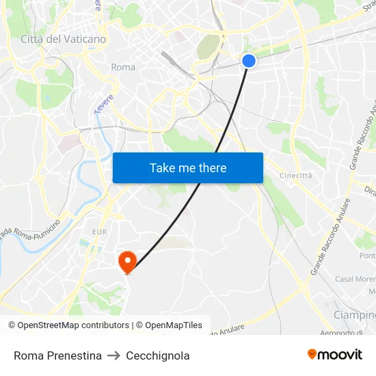 Roma Prenestina to Cecchignola map