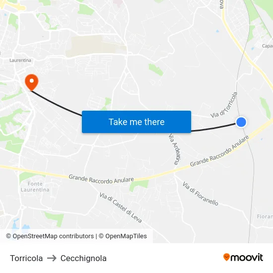 Torricola to Cecchignola map
