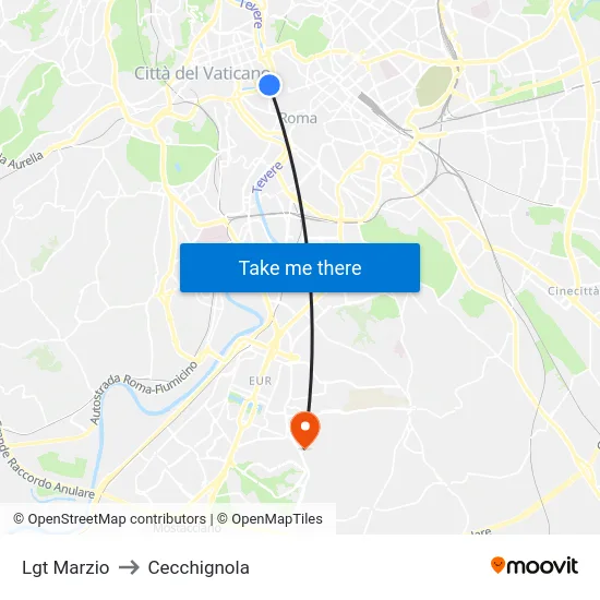 Lgt Marzio to Cecchignola map