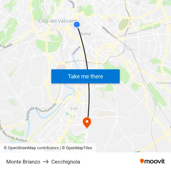 Monte Brianzo to Cecchignola map