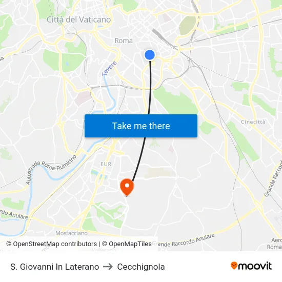 S. Giovanni In Laterano to Cecchignola map