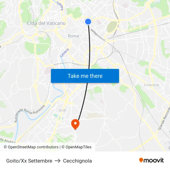 Goito/Xx Settembre to Cecchignola map