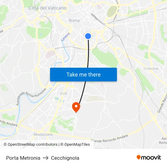 Porta Metronia to Cecchignola map