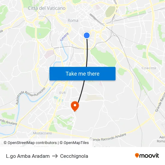 L.go Amba Aradam to Cecchignola map
