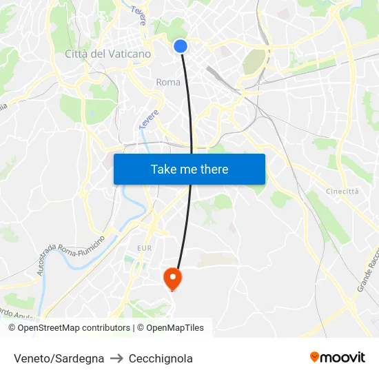 Veneto/Sardegna to Cecchignola map