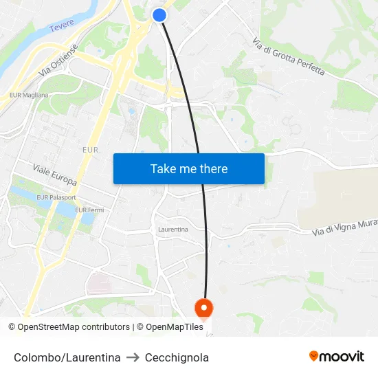 Colombo/Laurentina to Cecchignola map