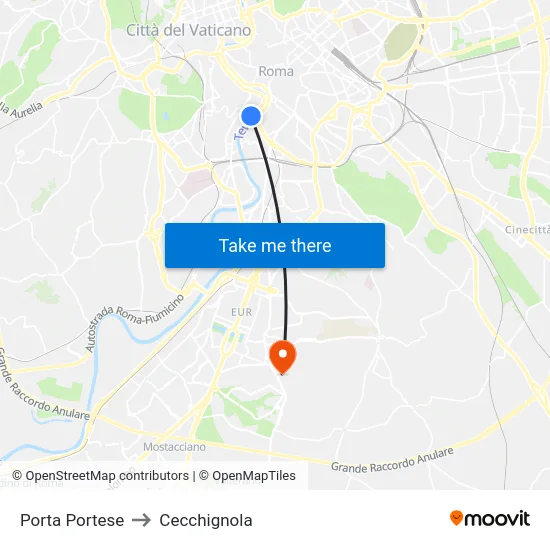 Porta Portese to Cecchignola map