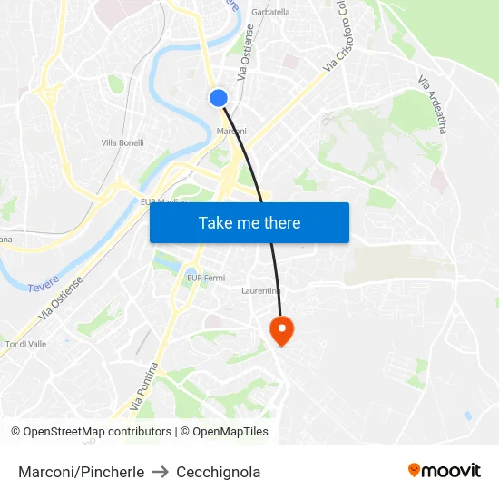 Marconi/Pincherle to Cecchignola map