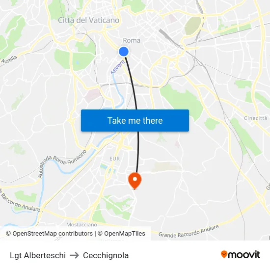 Lgt Alberteschi to Cecchignola map