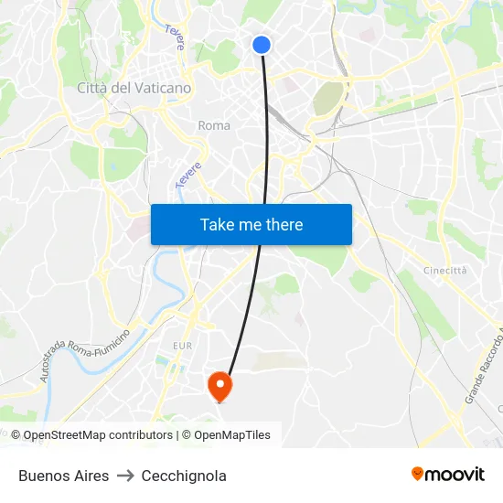 Buenos Aires to Cecchignola map