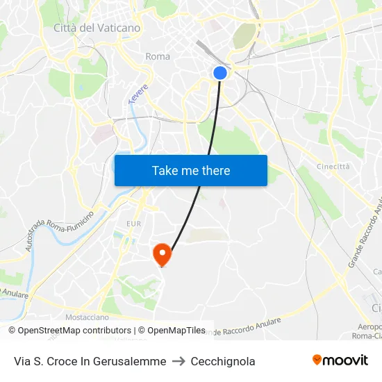 Via S. Croce In Gerusalemme to Cecchignola map