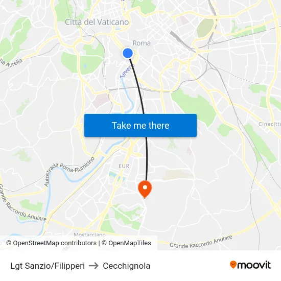 Lgt Sanzio/Filipperi to Cecchignola map