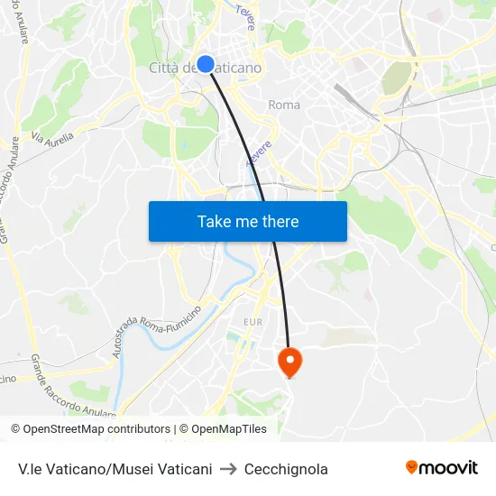 V.le Vaticano/Musei Vaticani to Cecchignola map