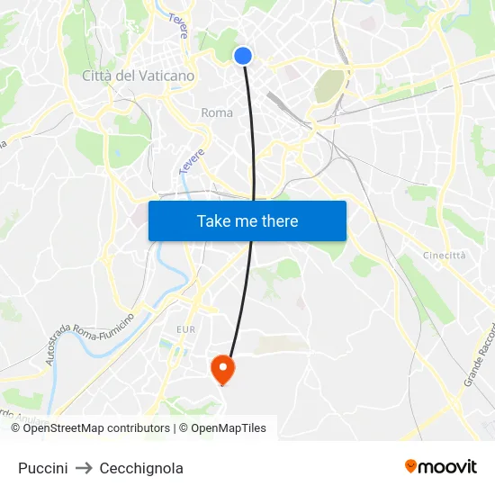 Puccini to Cecchignola map