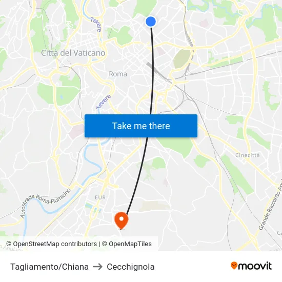 Tagliamento/Chiana to Cecchignola map
